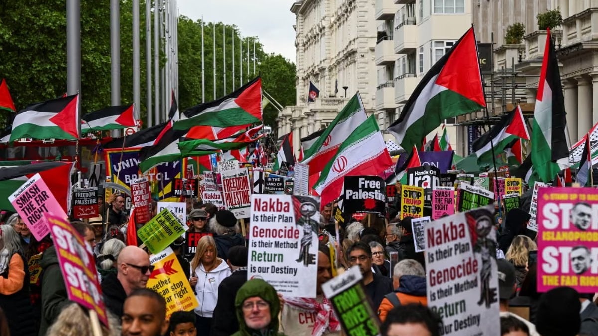 Londra'da Nakba yürüyüşü: Aşırı sağcılardan provokatif karşı yürüyüş