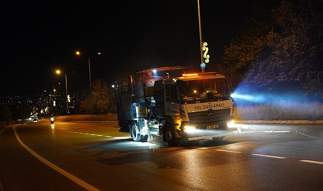 İzmit'te 9 bin metrekarelik yol çizgisi tamam